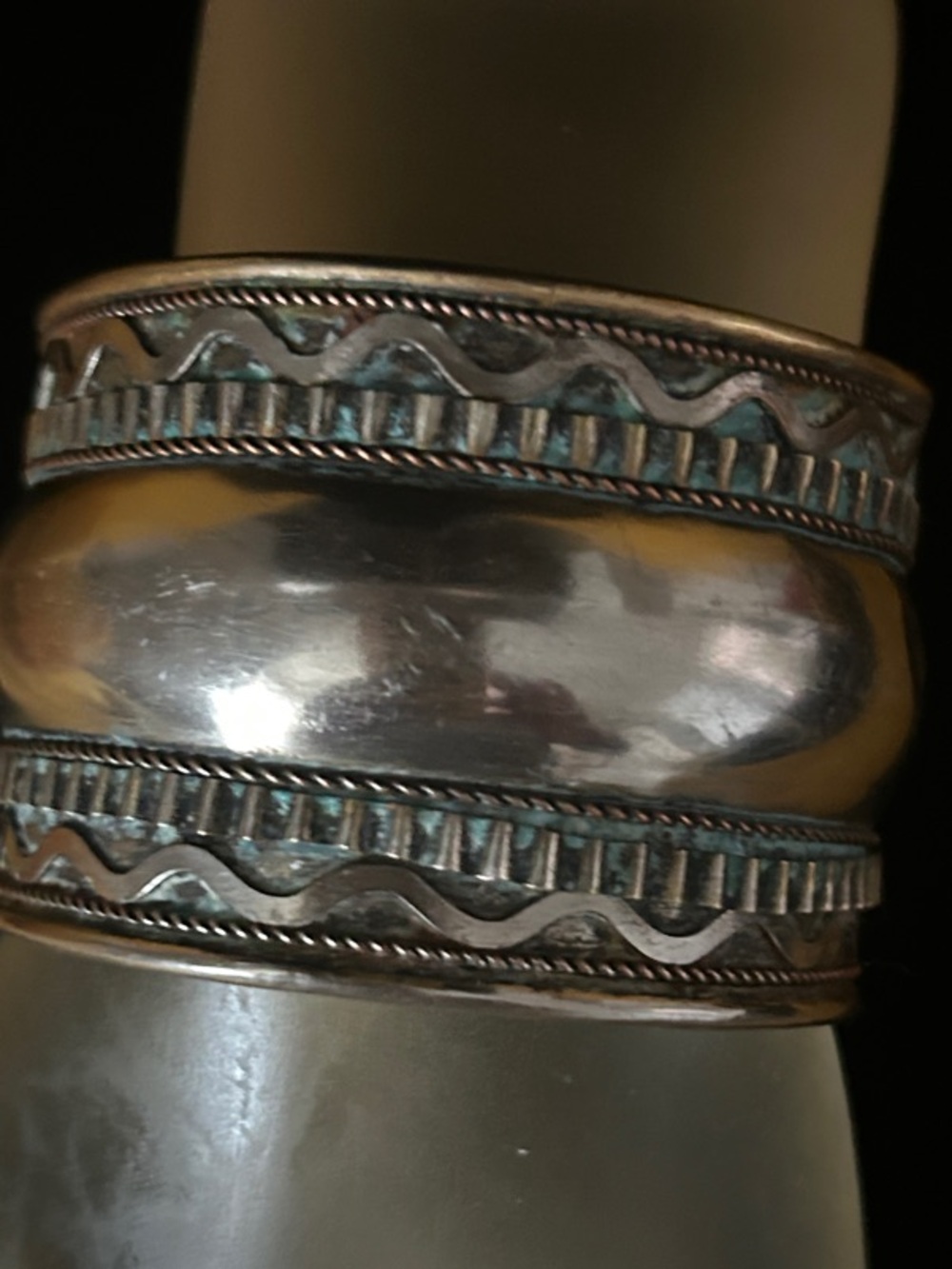 Vintage Handmade Navajo Style Copper-Silver Played Original Patina